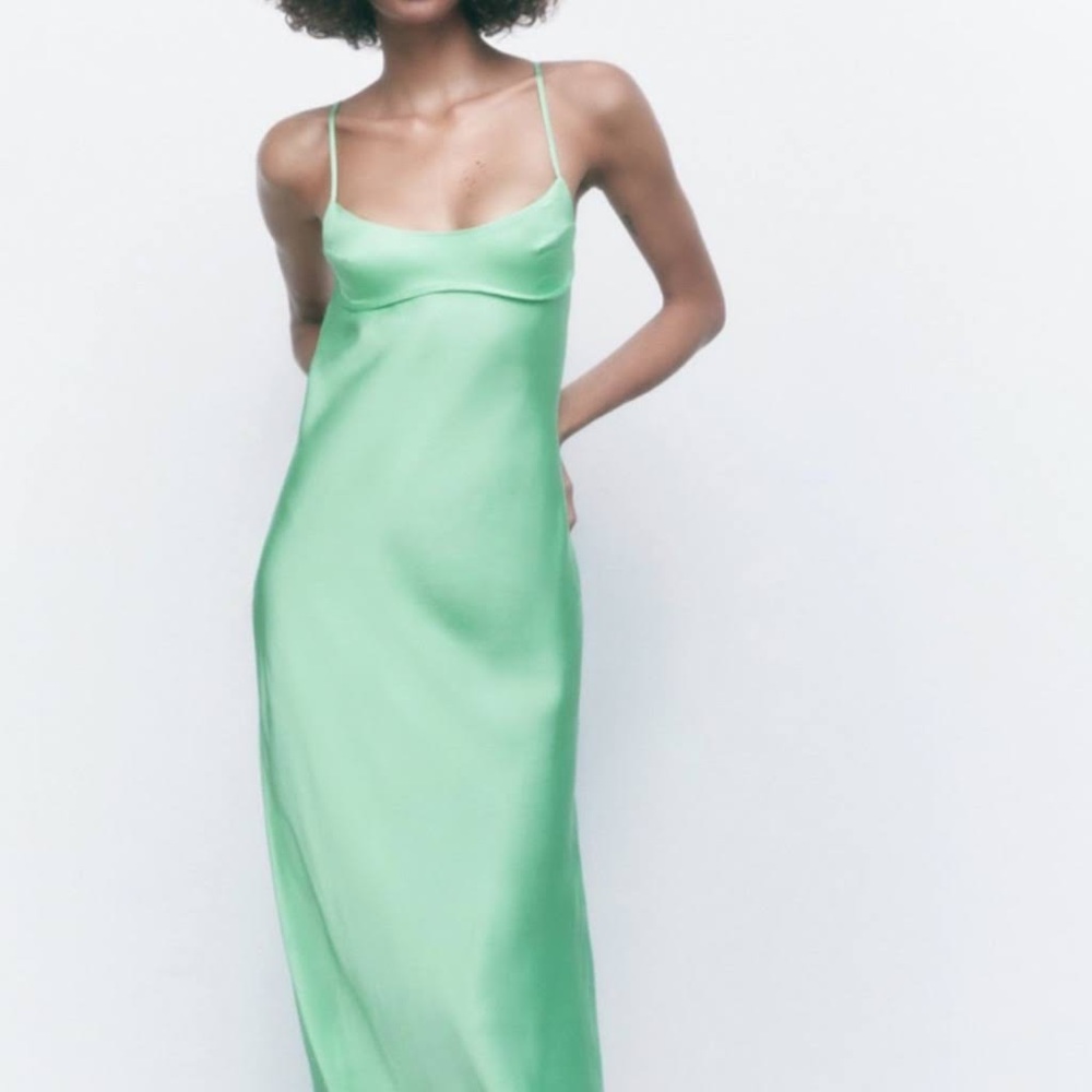 Green Zara Silk Dress